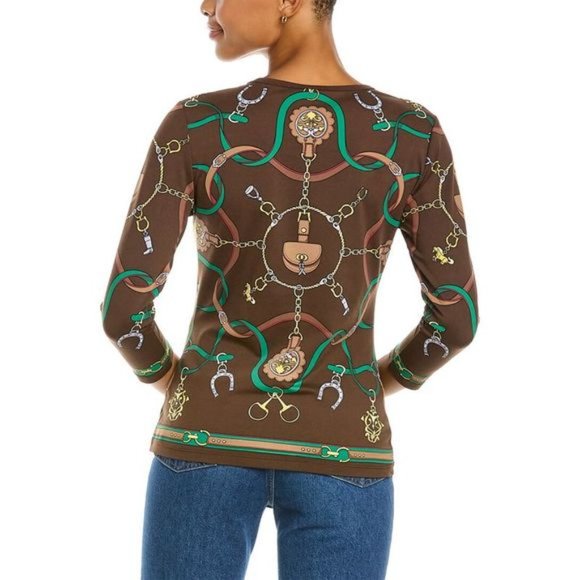 J.McLaughlin Signature Tee in Brown/Green Fairfax Crest - Picture 2 of 7